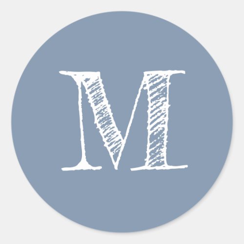 Slate Blue Monogram Initial Classic Round Sticker