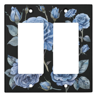 Slate Blue Night Blooms Light Switch Cover