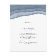 Slate Blue Ombre Watercolor Wedding Insert