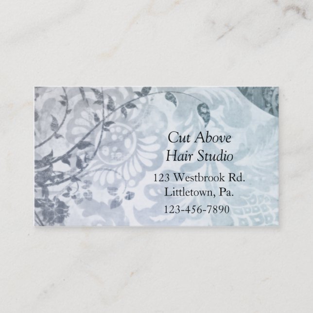 Slate Blue Paisley Business Cards (Front)