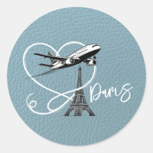 Slate Blue Paris Passport Classic Round Sticker