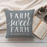 Slate Blue Personalized Farm Sweet Farm Throw Pillow