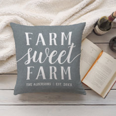 Slate Blue Personalized Farm Sweet Farm Throw Pillow at Zazzle