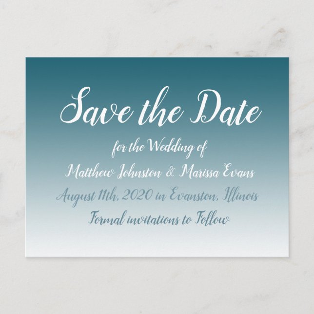 Slate Blue  Personalized Save the Date Postcard (Front)