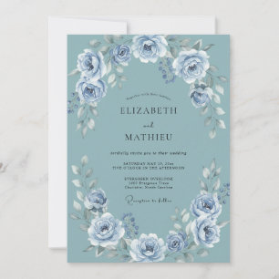 Slate Blue Polished Winter Wedding Invitation