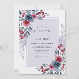 Slate Blue Radiant Winter Wedding Invitation