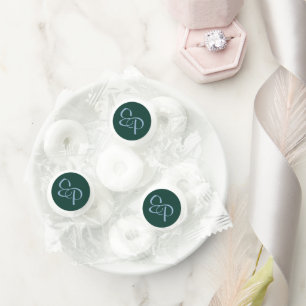 Slate Blue Script Monogram on Forest Green Life Saver® Mints