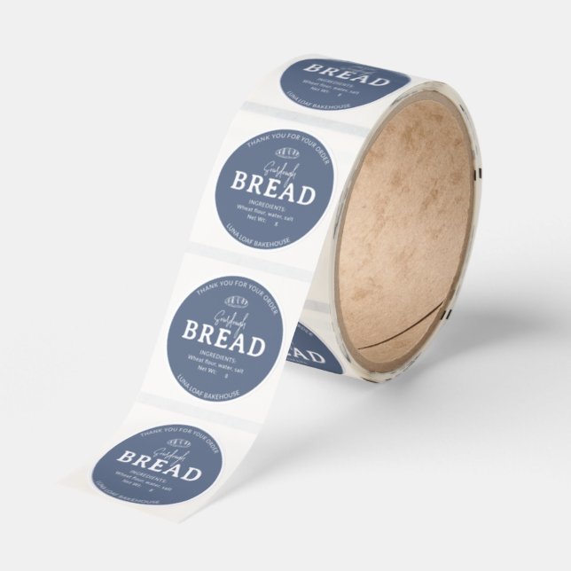 Slate Blue Simple Bakery Sourdough Bread Sticker (Roll)