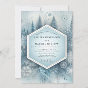 Slate Blue Snowy Forest Wedding Invitation