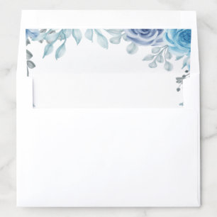 Slate Blue Soft Grey Floral Interior Print Envelope Liner