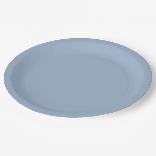 Slate Blue Solid Color Paper Plates (Angled)