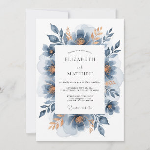 Slate Blue Sophisticated Winter Wedding Invitation
