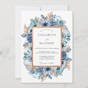 Slate Blue Sumptuous Winter Wedding Invitation