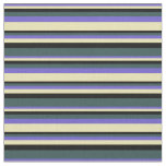 [ Thumbnail: Slate Blue, Tan, Black & Dark Slate Gray Lines Fabric ]