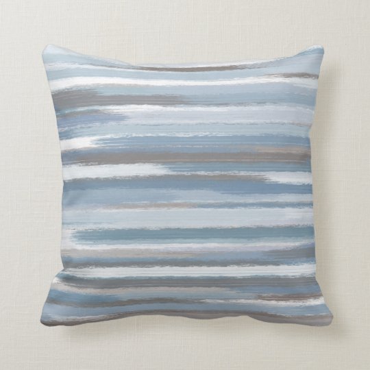 Slate Blue Taupe Abstract Stripes Throw Pillow