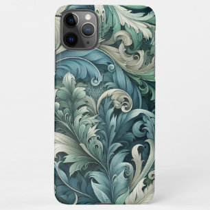 Slate Blue Teal Green Grey Paisley Art Pattern iPhone 11Pro Max Case