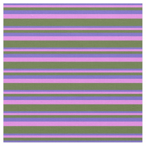 Slate Blue, Violet & Dark Olive Green Stripes Fabric