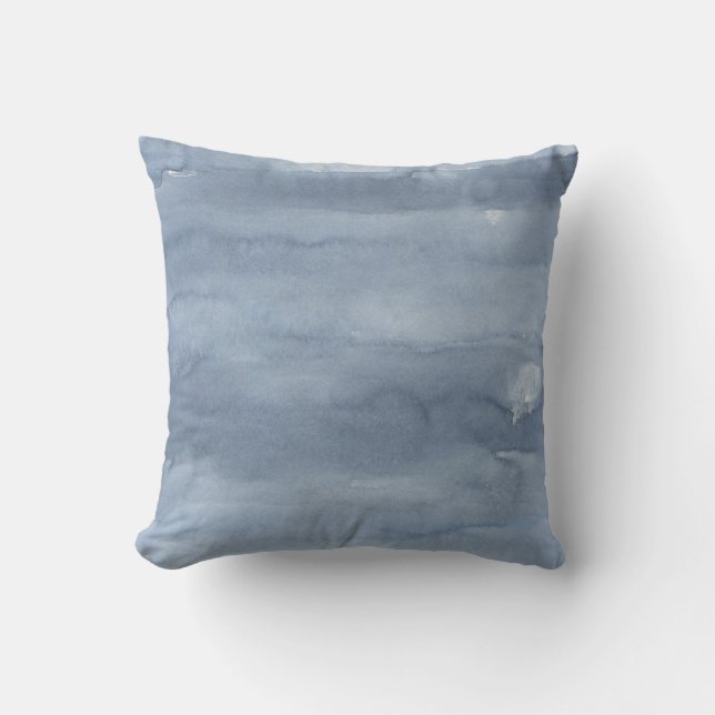 Slate Blue Watercolor Throw Pillow (Front)