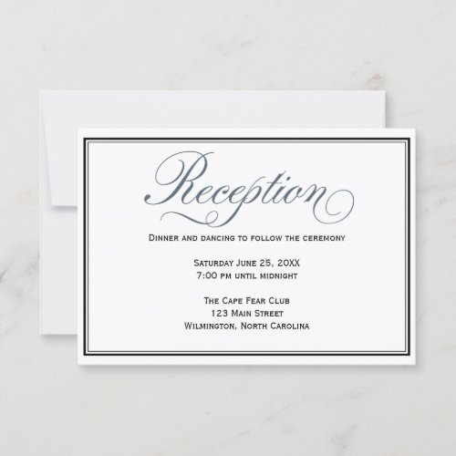 Slate Blue Wedding Reception Enclosure Card