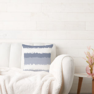 Slate Blue, White Abstract Stripes Throw Pillow