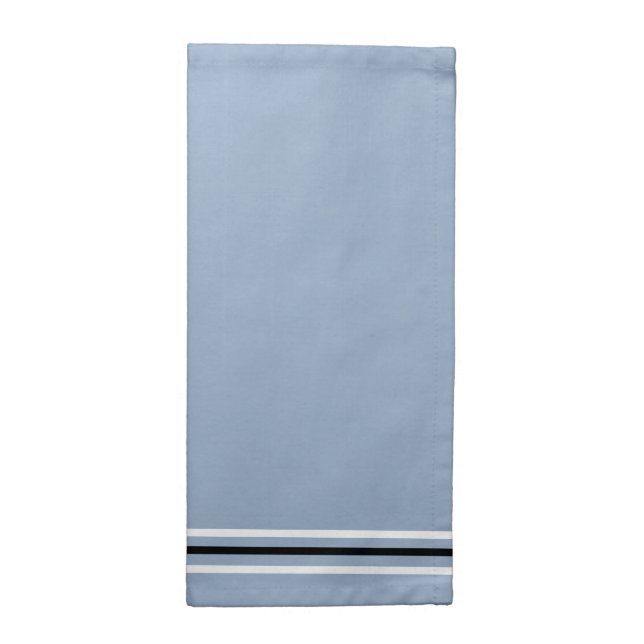 Slate Blue White Black Stripes Cloth Napkin (Half Fold)