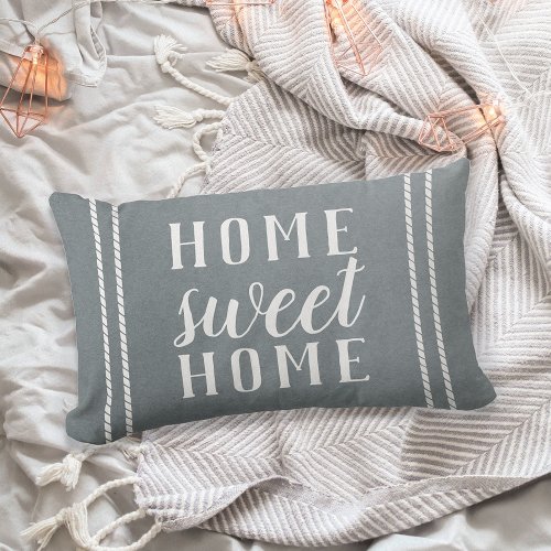 Slate Blue  White Personalized Home Sweet Home Lumbar Pillow