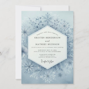 Slate Blue Winter Bloom Wedding Invitation
