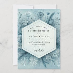 Slate Blue Woodland Bloom Wedding Invitation