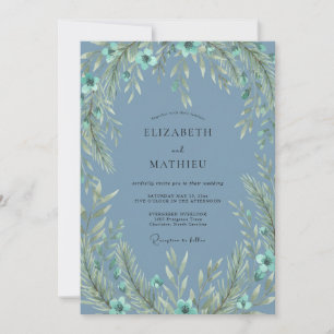 Slate Blue Woodsy Forest Wedding Invitation