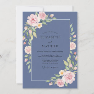 Slate Blush Foliage Eucalyptus Wedding Invitation