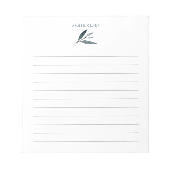 Slate Botanicals Themed | Lined Notepad (Front)