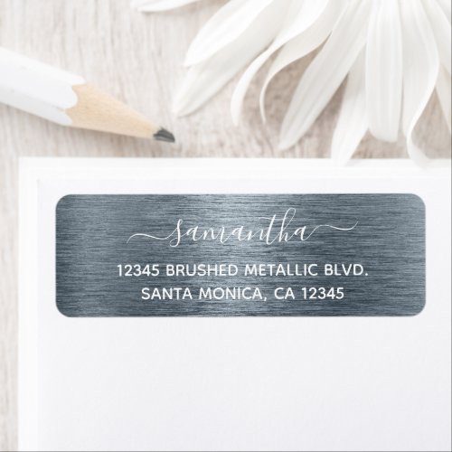 Slate Brushed Metallic Elegant Name Label