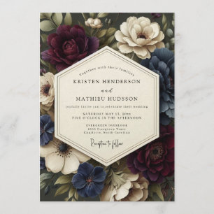 Slate Burgundy Baroque Wedding Invitation