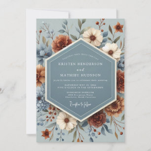 Slate Burnt Orange Autumnal Wedding Invitation