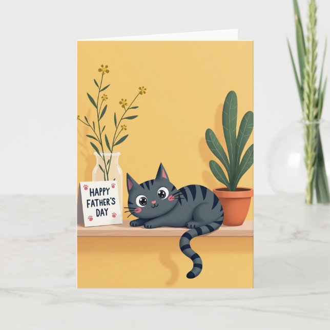 Slate Cat Fathers Day Card (Front)