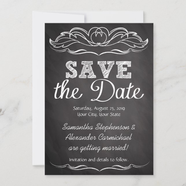 Slate Chalkboard Save the Date (Front)