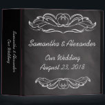 Slate Chalkboard Wedding 3 Ring Binder<br><div class="desc">Slate chalkboard-look wedding matching set features dark charcoal gray background with slate blackboard effect,  a winged heart motif,  and white chalk handwritten drawing look writing in the foreground.  Decorative swirl motif adds a touch of casual elegance.   All Designs Copyright ©  www.CustomInvitesOnline.com</div>