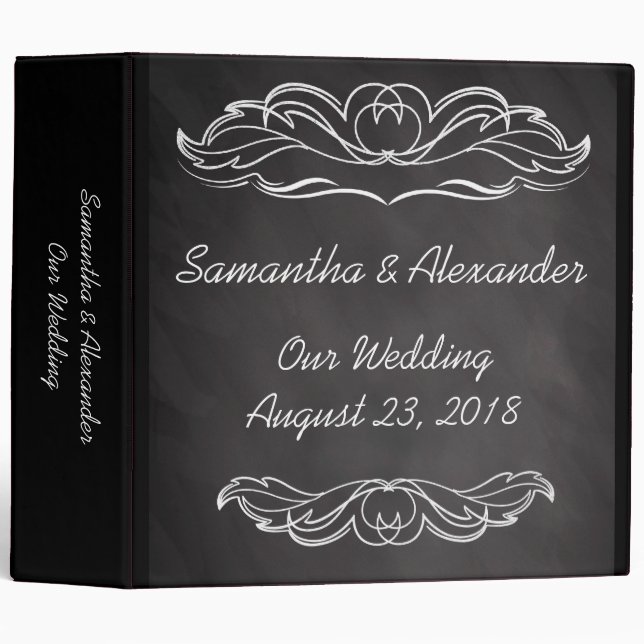 Slate Chalkboard Wedding 3 Ring Binder (Front/Spine)