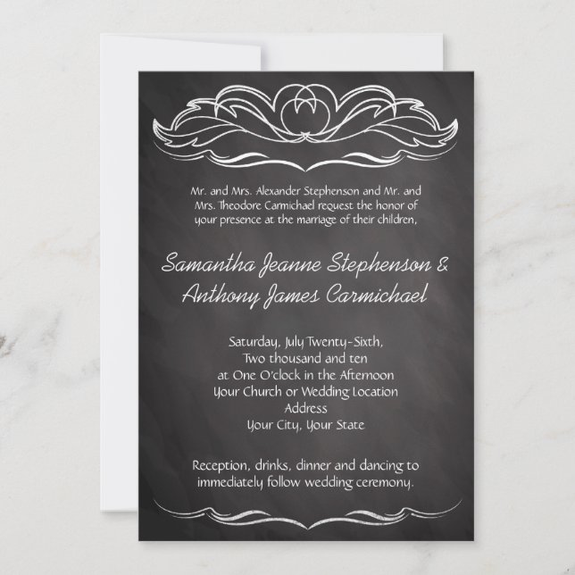 Slate Chalkboard Wedding Invitation (Front)