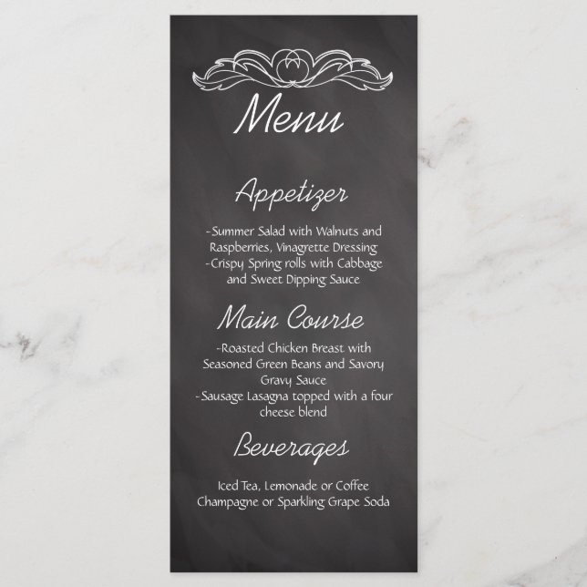 Slate Chalkboard Wedding Menu (Front)