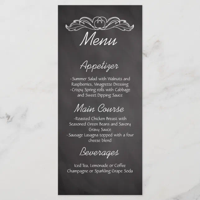 Slate Chalkboard Wedding Menu | Zazzle