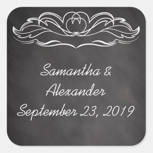 Slate Chalkboard Wedding Square Sticker