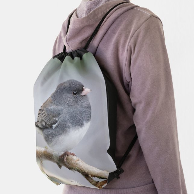 Slate-Colored Dark-Eyed Junco on the Pear Tree Drawstring Bag (Insitu)