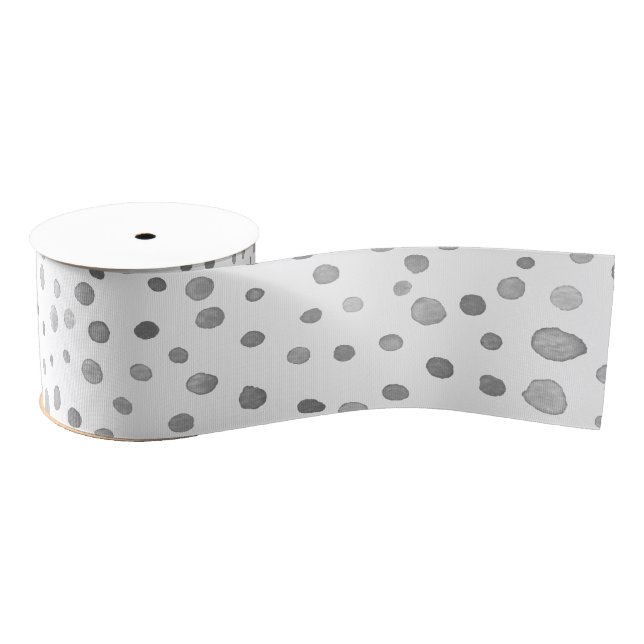 Slate Confetti Watercolor Dots Ribbon (Spool)