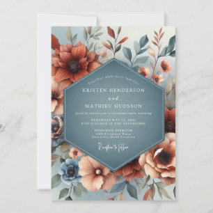 Slate Copper Autumnal Wedding Invitation