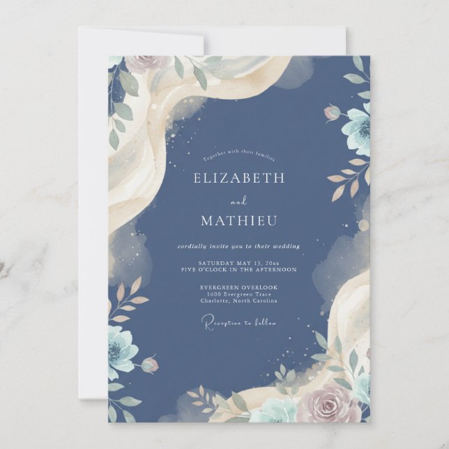 Slate Cream Painted Wedding Invitation (Front)