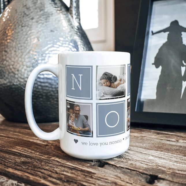 Slate | Custom Nonno 5 Photo Colorblock Collage Coffee Mug (Creator Uploaded)