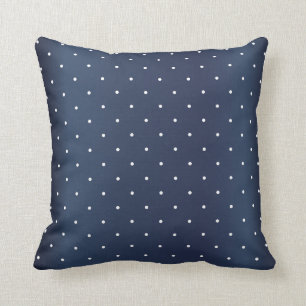 Slate Dark Blue and Tiny White Polka Dots Throw Pillow