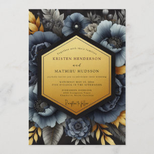 Slate Gilded Nocturne Wedding Invitation