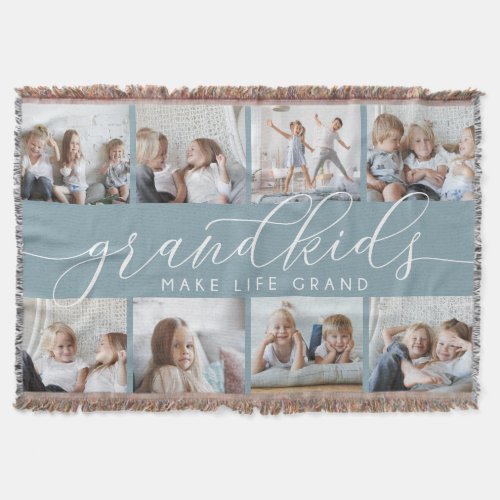 Slate  Grandkids Make Life Grand Photo Collage Throw Blanket